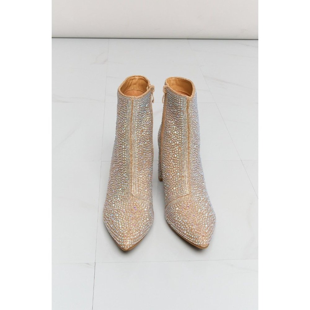 Rhinestone Pointed Toe Booties in Champagne - Picture 9 of 10